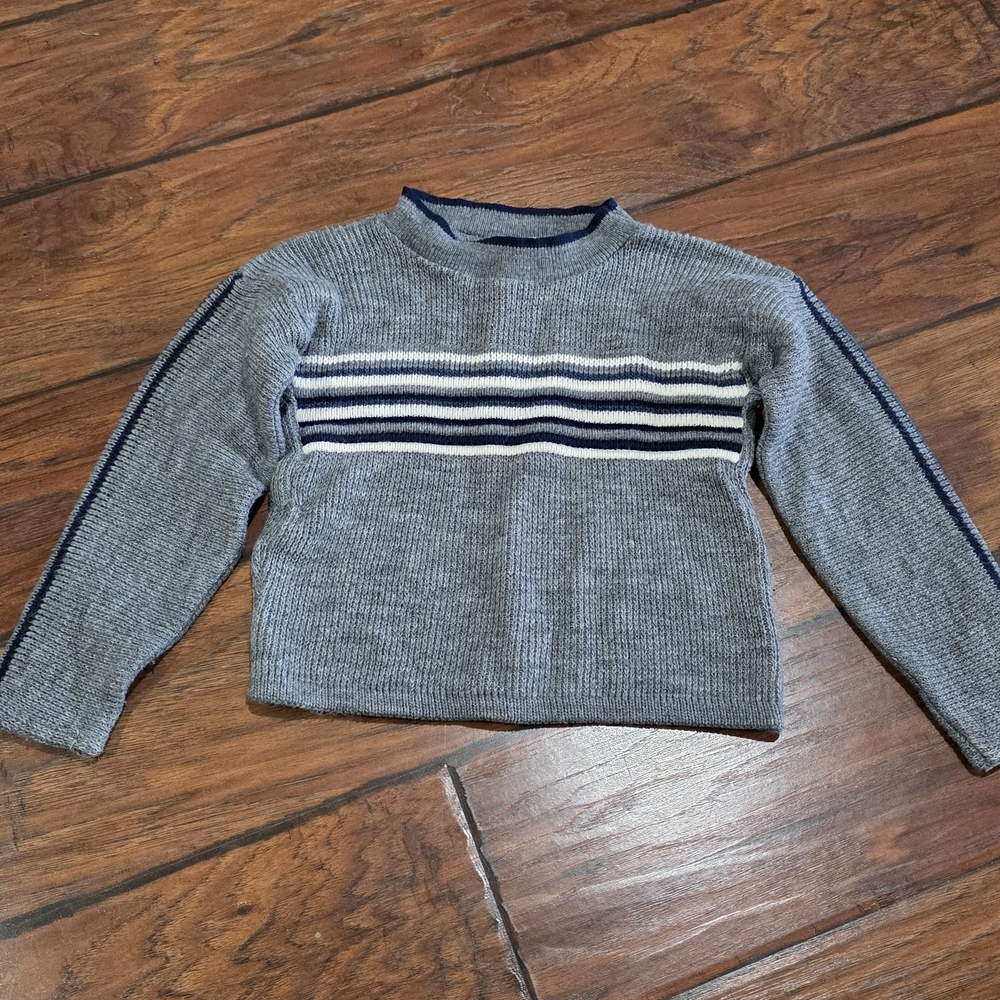 Cozy Gray Striped Kids Sweater